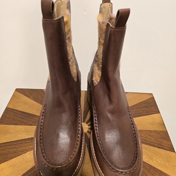 Coach Delaney Chelsea Boots Brown Leather Size 10 Chunky Lug Platform Sole Boho - Picture 5 of 16